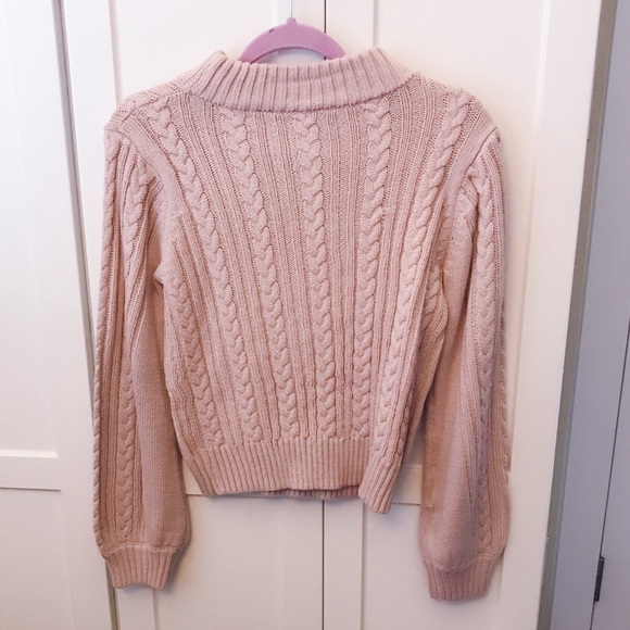 Winter Pink Knit Ruffle Sweater with Magenta Bow - Picture 8 of 8